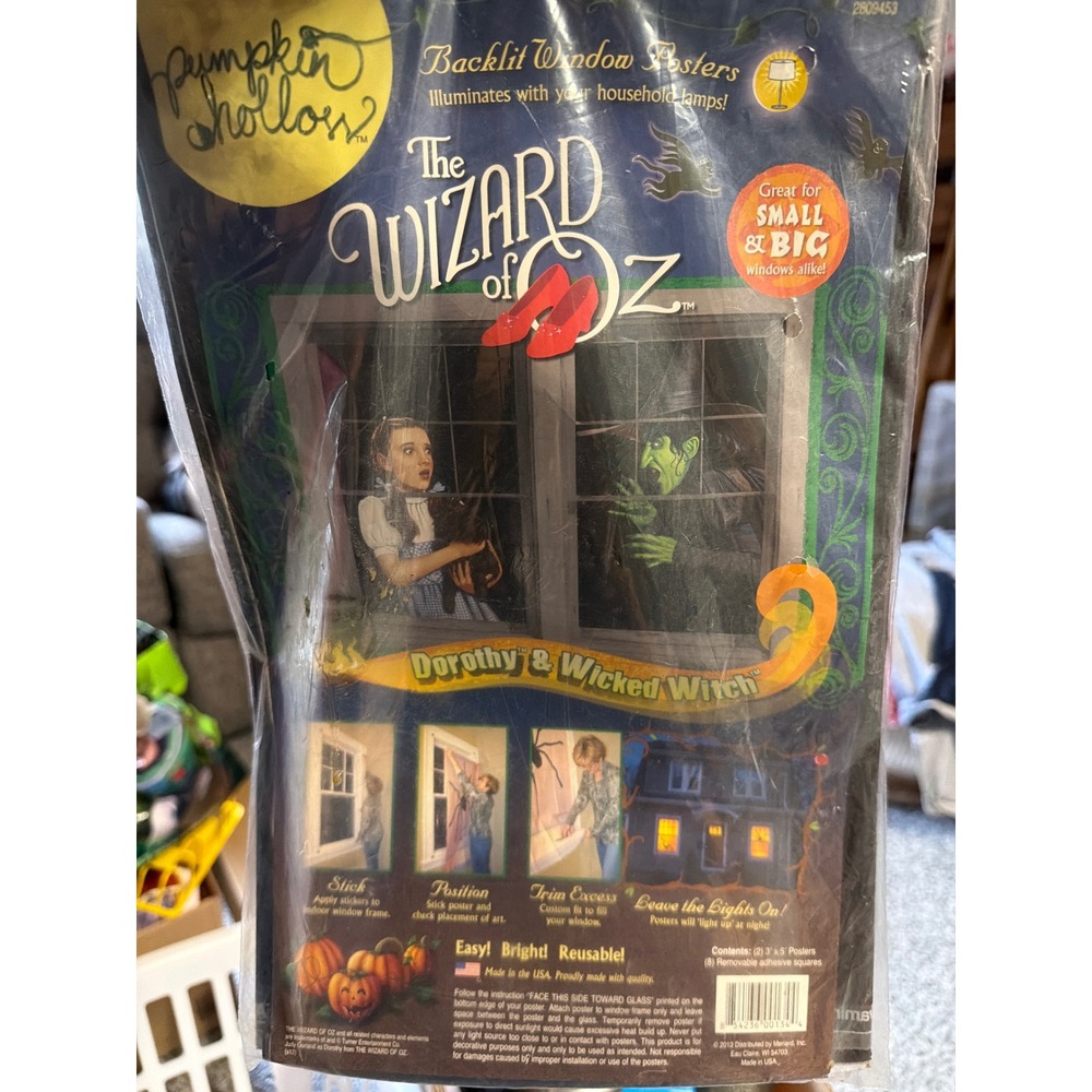 Wizard of Oz Backlit Window Posters Dorothy Wicked Witch Halloween Decor 2012